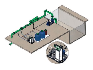 Rivulis Online Drippers. Ilustrasi Skema kerja untuk operasi bypass.